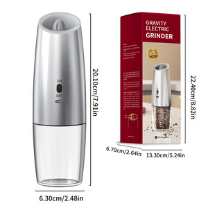 Molinillo de Pimienta Eléctrico KyMQ de 20.1 cm, Botella Ajustable para Moler, para Uso en la Cocina, con Tapa de Plástico y Diseño Recargable - Product Image 1