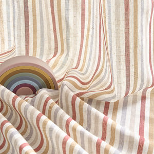 Jinchan Colorful Polyester Eco-Friendly All-Season Grommet <strong>Curtains</strong> Nursery Living Room Multi Red Beige <strong>Striped</strong> Cute <strong>Ticking</strong> - Product Image 4