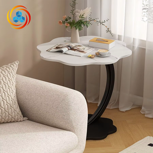 Low MOQ Cheap Wooden Modern Handmade Living Room <b>Sofa</b> <b>Side</b> <b>Table</b> with Metal Legs C Shape Round End <b>Table</b> Decorative - Product Image 3