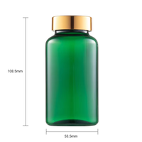 Bouteille ronde en PET vert de 200 ml de qualité supérieure, recyclable, pour médicaments, compléments alimentaires, emballage de stockage en plastique
