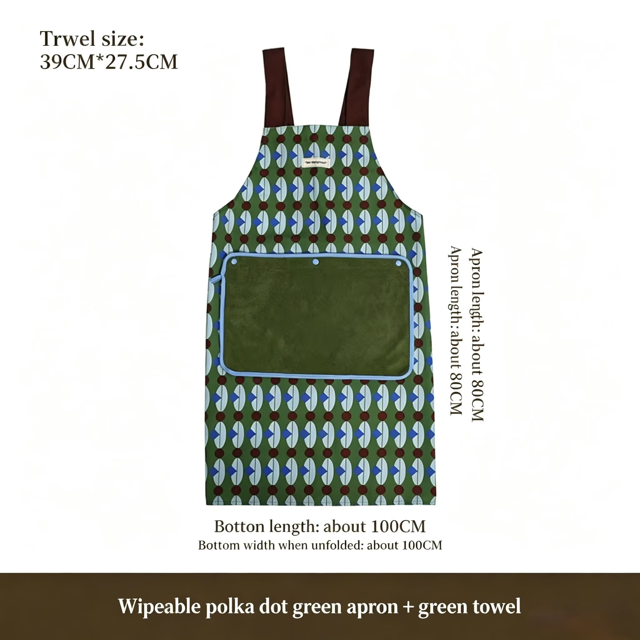 Tablier à pois Poll-vert-avec serviette