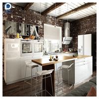 Meubles de cuisine modernes complets Prima Custom, armoires de cuisine blanches de style Shaker classique, design de meubles de cuisine pour villa