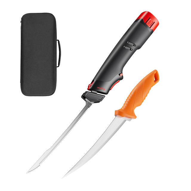 Cordless Rechargeable Electric Stainless Steel Fillet Knife 27500 RPM Motor 9 Inch Portable Combo Set with 7 Inch Fishing Knife