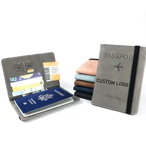 High quality Leather card wallet passport pouch designer RFID Blocking family passport holder