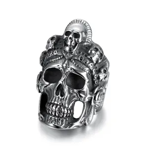 Anillos de joyería de moda personalizados estilo Vintage Northern Ghost Army Skull anillo de acero inoxidable para hombres tamaño masculino 7-15