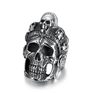 Modeschmuck Ringe personal isierte benutzer definierte Vintage-Stil Northern Ghost Army Schädel Edelstahl Ring für Männer Männlich Größe 7-15