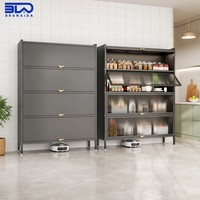 Armoire de cuisine en acier de style industriel avec étagère réglable, design spacieux et organisé