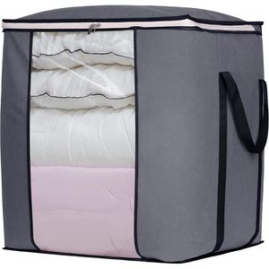120L Extra Large Blanket Storage <b>Bag</b> Breathable Fabric King Comforter Bedding Organizer Grey Closet Use - Product Image 1