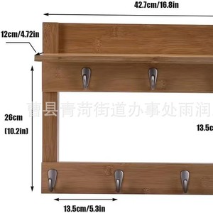 Wooden <b>Wall</b> <b>Mounted</b> <b>Shelf</b> 3 Tier Multi Functional Storage Rack With Hooks For Kitchen Spice Organizer And Utensil Holder - Product Image 5