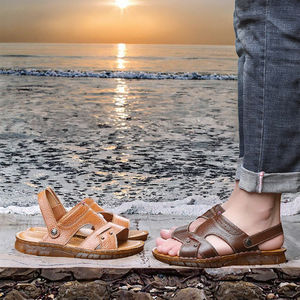 Sandales de sport de plage de randonnée d'été pour hommes en cuir véritable antidérapant avec semelle en TPR - Product Image 2