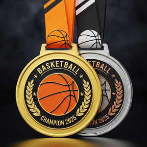 Médaille <span class=keywords><strong>de</strong></span> champion <span class=keywords><strong>de</strong></span> basketball personnalisée en gros, en alliage <span class=keywords><strong>de</strong></span> zinc émaillé souple, avec motif <span class=keywords><strong>de</strong></span> ballon 3D et couronne <span class=keywords><strong>de</strong></span> lauriers, et cordon imprimé basketball - Product Image 1