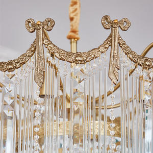 Lustre en cristal tout en cuivre de style rétro français, lumière de salon de luxe américaine, style européen grandiose pour chambre à coucher, salle à manger - Product Image 6