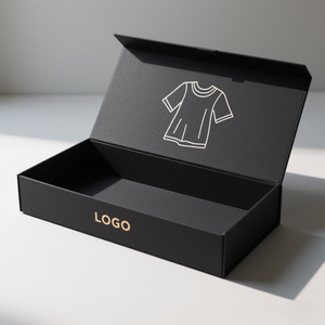 Custom Packaging Supplie Boutique T-shirt Clothing Cardboard Packaging Paper <b>Box</b> Biodegradable Retail Gift <b>Box</b> <b>Black</b> Custom Logo - Product Image 3