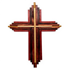 Escultura de Cruz de Madera AZ ENTERPRISES, Diseño de Bambú con Rayas Verticales, Decoración Rústica para el Hogar, Sala de Estar, Navidad, Recién Nacido - Product Image 4