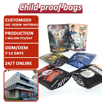 Sacs Mylar personnalisés imprimés numériquement, refermables, anti-odeur, à fond plat, pour emballage 3.5g/7g/1oz/1lb, avec fermeture Ziplock