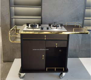 Chariots de cuisson mobiles avec brûleur à gaz pour hôtel, banquet, flambe, avec cuisinière - Product Image 2