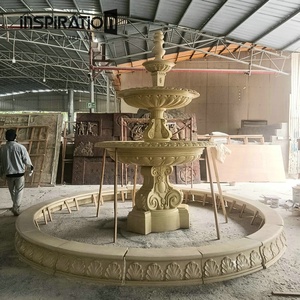 Fontaine d'eau à <span class=keywords><strong>3</strong></span> niveaux de conception personnalisée pour jardin de parc central extérieur en pierre moulée - Product Image 2