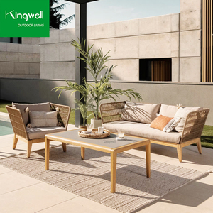 Ensemble <span class=keywords><strong>de</strong></span> canapés d'extérieur portables en teck massif au design moderne, résistants à l'eau, composants modulaires durables, canapés lounge pour <span class=keywords><strong>balcon</strong></span> et villas - Product Image 1