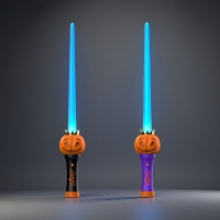 Baguette lumineuse LED citrouille télescopique pour Halloween, bâton lumineux clignotant en plastique non toxique pour cadeaux de fête d'enfants, vente en gros