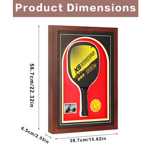 Espositore per Racchetta da Pickleball - Teca in Legno con <span class=keywords><strong>Porta</strong></span> in Acrilico per 1 Racchetta, Pallina e <span class=keywords><strong>Foto</strong></span> - Product Image 6