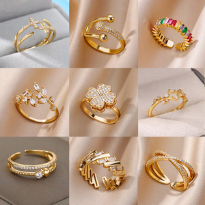 Minimalist Stacking <strong>Ring</strong> European American Style 18K Gold Plated <strong>Adjustable</strong> Non Tarnish Copper <strong>Ring</strong> - Product Image 3