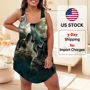 Phụ nữ hú Sói mặt trăng của phụ nữ ăn mặc-Sói tinh thần TEE đồ họa TEE cho những người yêu thiên nhiên-Món quà mùa hè mát mẻ - Product Image 1