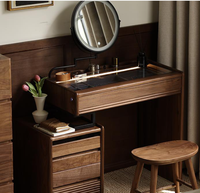 Bureau de maquillage moderne extensible avec miroir réglable, compartiments de rangement cachés et armoire à tiroirs multiples