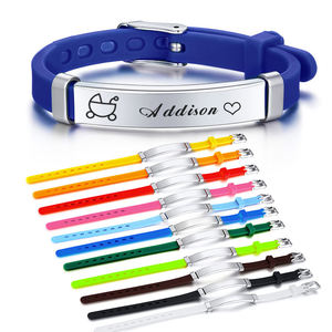 Bracelet fluorescent en acier inoxydable et caoutchouc pour enfants et bébés, gravure personnalisée, anti-perte, bracelet en silicone lumineux - Product Image 4