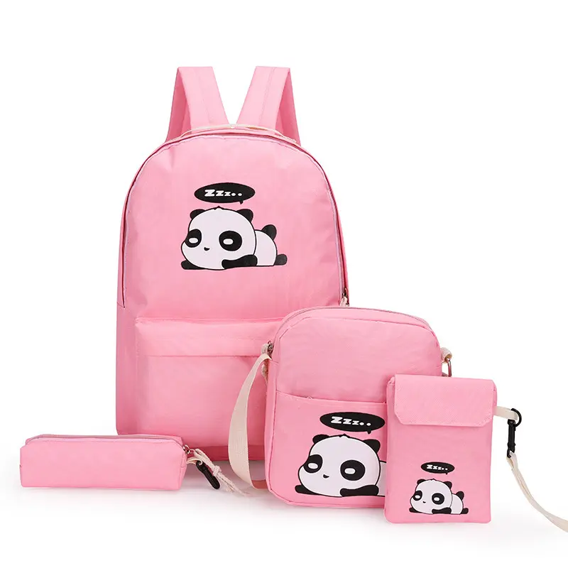 2021 New Design Promotion Waterproof Canvas Ladies School Backpack Bag 4 pcs set For Teenagers Girls