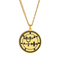 Les sceaux d'or des 72 esprits, la moindre clé du roi salomon Asmoday, origine du démon goetia-37-48, collier pendentif en acier inoxydable