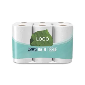 12 Rolls OEM Eco Friendly 1 2 3 4 Ply Recycled Toilet Paper Toilet Roll Bathroom Tissue Paper