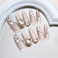 2025 30 pièces Private Label personnalisé en gros faux ongles luxe Champagne enveloppes ongles guépard impression naturelle sur les ongles avec des motifs