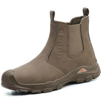 DQ307 - Prix d'usine, bottes de travail pour hommes en cuir, sans lacets, semelle extérieure en PU injecté, bottes de sécurité pour mineurs et ouvriers d'usine