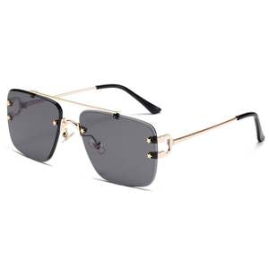 Gafas de Sol Personalizadas con Logotipo, Moda 2025, Retro, Metal Dorado, Montura Grande, UV400, Cuadradas, Sin Montura, para Hombre y Mujer - Product Image 1