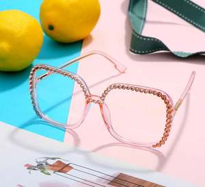 Nouvelles montures de lunettes vintage pour femmes 2020, avec diamants et strass, lunettes carrées surdimensionnées - Product Image 3