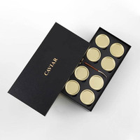 Fabricant de boîtes cadeaux rigides en papier noir avec impression de logo personnalisée de luxe, boîtes cadeaux pliables manuellement, boîte cadeau pour caviar