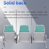 Chaise d'attente hospitalière 3 places pour perfusion, chaise de perfusion en rangée, sièges publics avec poteau porte-perfusion, chaise de perfusion pour clinique médicale