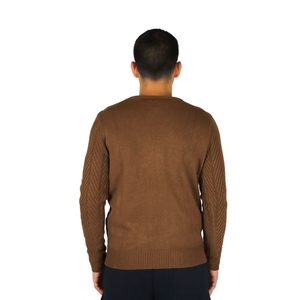 Men's <b>Sweater</b> UTA6439 Camel Knit <b>Pullover</b> Crew Neck Long Sleeve Warm Winter Wear - Product Image 3