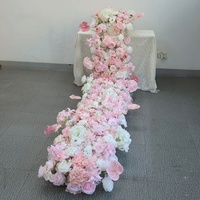 Bande de fleurs artificielles en soie rose personnalisable pour mariage, événement, chemin de table, arrangement floral, décor de fond, accessoire, fleur de fenêtre