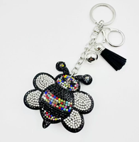Koningsblauw schattig bijenvormig stijlvol sleutelhanger met volledig strass-versiering en kwastjes, hoogwaardig bestseller hangend ornament