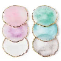 1 pièce Palette ronde en résine et pierre d'agate pour couleurs de vernis à ongles, mélange de vernis gel, peinture et présentation d'art des ongles