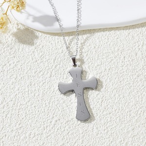 Ventas al por mayor cristiano religioso Jesús collar Hip-hop chapado en oro de acero inoxidable europeo Vintage Cruz Collar para mi hija - Product Image 6