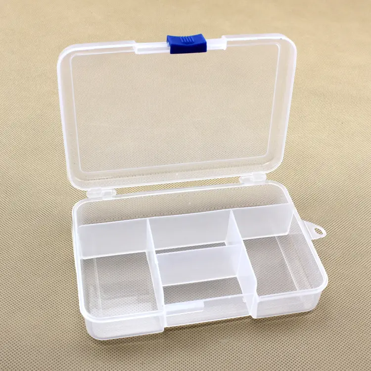5 Compartments Environmental PP Transparent Plastic Organizer Box Storage Box