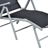 Chaise longue en métal Teslin, 5 positions réglables, dossier inclinable, pliable, pour piscine, patio, plage, jardin, hôtel, camping
