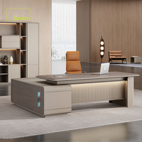 Meubles de bureau personnalisés, bureau de direction fonctionnel LED haut de gamme et luxueux, bureau de direction léger et luxueux