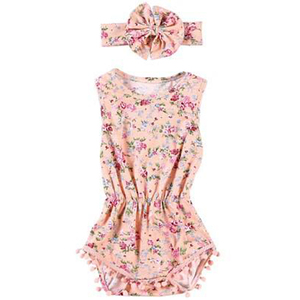 Conjunto de Ropa para Bebé con Estampado Floral y Pompón, con Diadema, en Oferta - Product Image 1