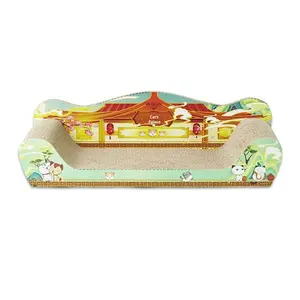 Divano Letto per Gatti Extra Large in Carta Non Sfilacciante, Tiragraffi, Chaise Longue con Motivo Gatto Cartoon, Giocattolo Multifunzione per Gatti - Product Image 5