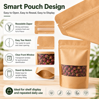 Sachet Doypack Personnalisé en Papier Kraft avec Fenêtre et Fermeture Zip Refermable pour Emballage de Thé, Herbes, Épices, Fruits Séchés et Aliments Biologiques