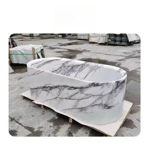 อ่างอาบน้ำหินอ่อนคาลาคัตต้าแบบมันเงา ดีไซน์ใหม่ หรูหรา สำหรับห้องน้ำโรงงาน - Product Image 5