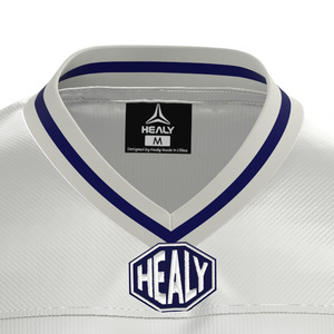 Camiseta Deportiva HEALY Plateada Blanca, Estilo Vintage, Cuello en V, Holgada, Personalizable de Alta Calidad - Product Image 4